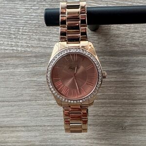 Kenneth Cole Reaction Rose Gold Watch with Crystal Bezel